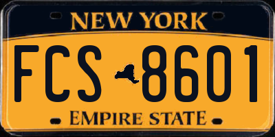 NY license plate FCS8601