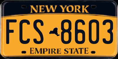 NY license plate FCS8603