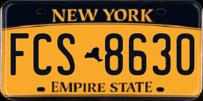 NY license plate FCS8630