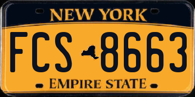 NY license plate FCS8663