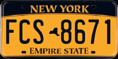 NY license plate FCS8671