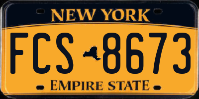 NY license plate FCS8673