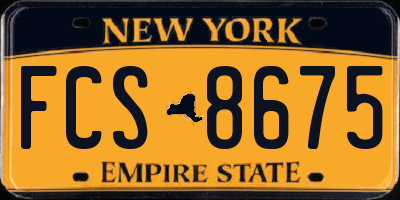 NY license plate FCS8675