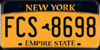 NY license plate FCS8698