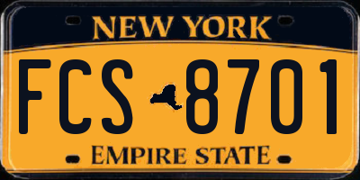 NY license plate FCS8701