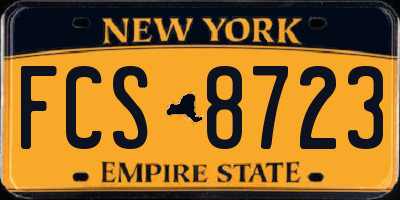 NY license plate FCS8723