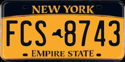 NY license plate FCS8743