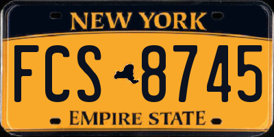 NY license plate FCS8745