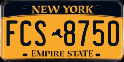 NY license plate FCS8750