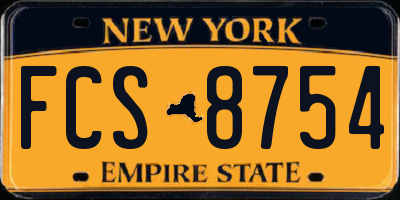 NY license plate FCS8754