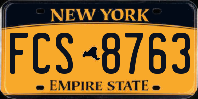 NY license plate FCS8763