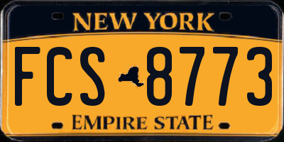 NY license plate FCS8773