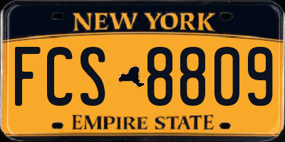 NY license plate FCS8809
