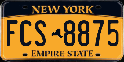 NY license plate FCS8875