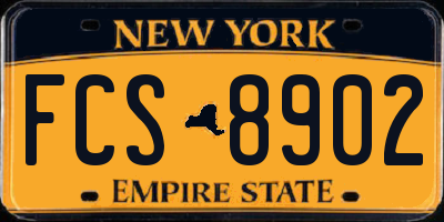 NY license plate FCS8902