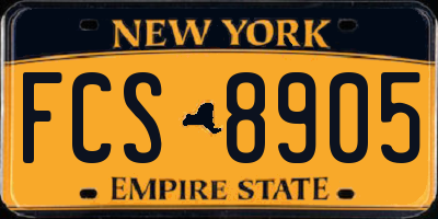 NY license plate FCS8905