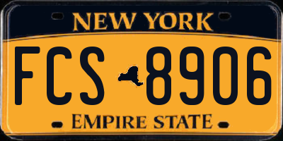 NY license plate FCS8906