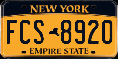 NY license plate FCS8920