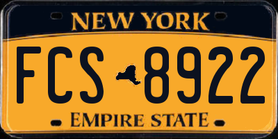 NY license plate FCS8922