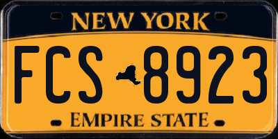 NY license plate FCS8923