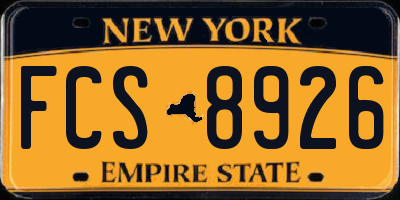 NY license plate FCS8926