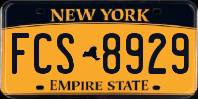 NY license plate FCS8929