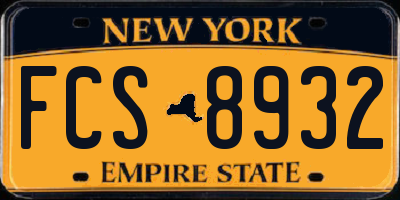 NY license plate FCS8932