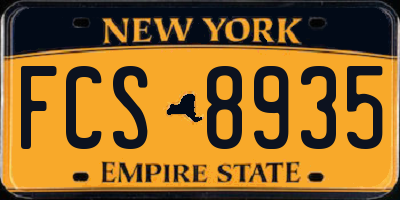 NY license plate FCS8935
