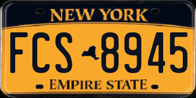 NY license plate FCS8945
