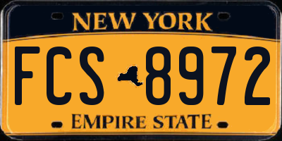 NY license plate FCS8972