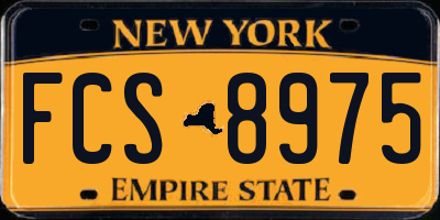 NY license plate FCS8975