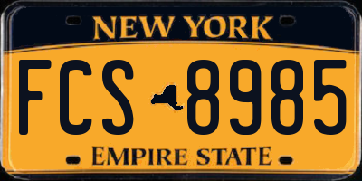 NY license plate FCS8985