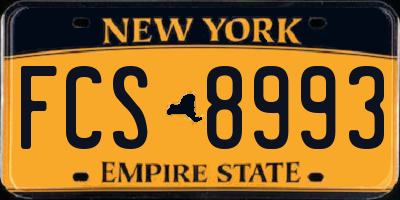 NY license plate FCS8993