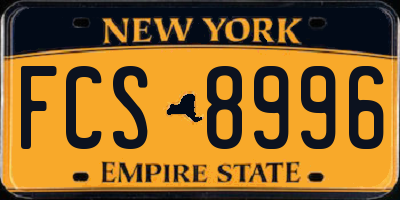 NY license plate FCS8996