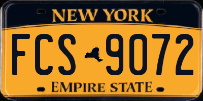 NY license plate FCS9072