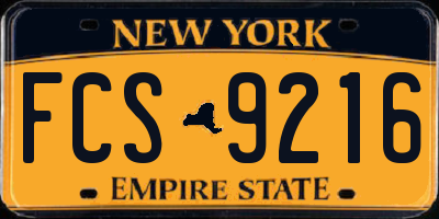 NY license plate FCS9216