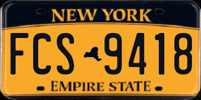 NY license plate FCS9418