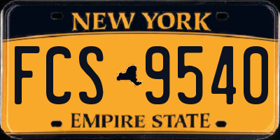 NY license plate FCS9540