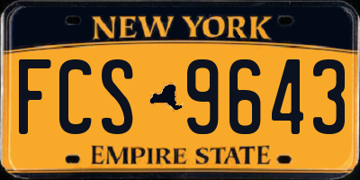 NY license plate FCS9643