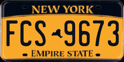 NY license plate FCS9673