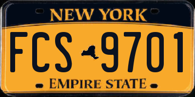 NY license plate FCS9701