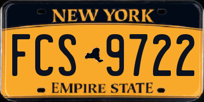 NY license plate FCS9722