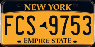 NY license plate FCS9753