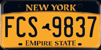 NY license plate FCS9837