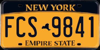 NY license plate FCS9841