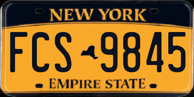 NY license plate FCS9845
