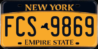 NY license plate FCS9869