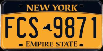 NY license plate FCS9871