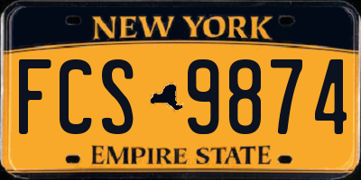 NY license plate FCS9874