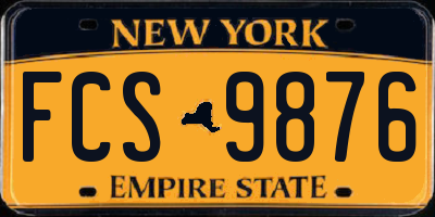 NY license plate FCS9876